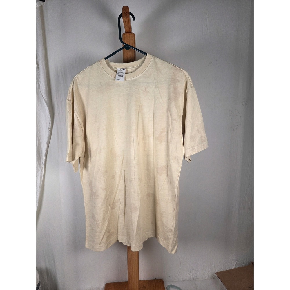 RSQ Tillys Mens Acid Wash Oversized Tee Off White Cream Cotton S S24101OW02